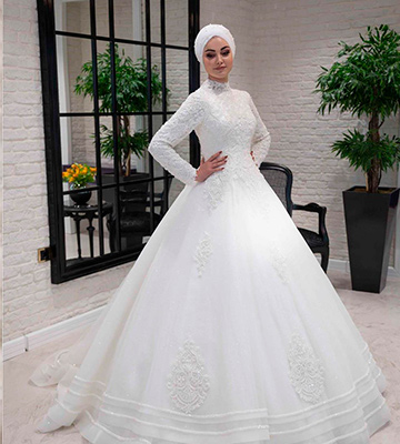 A Line Hijab Wedding Dresses