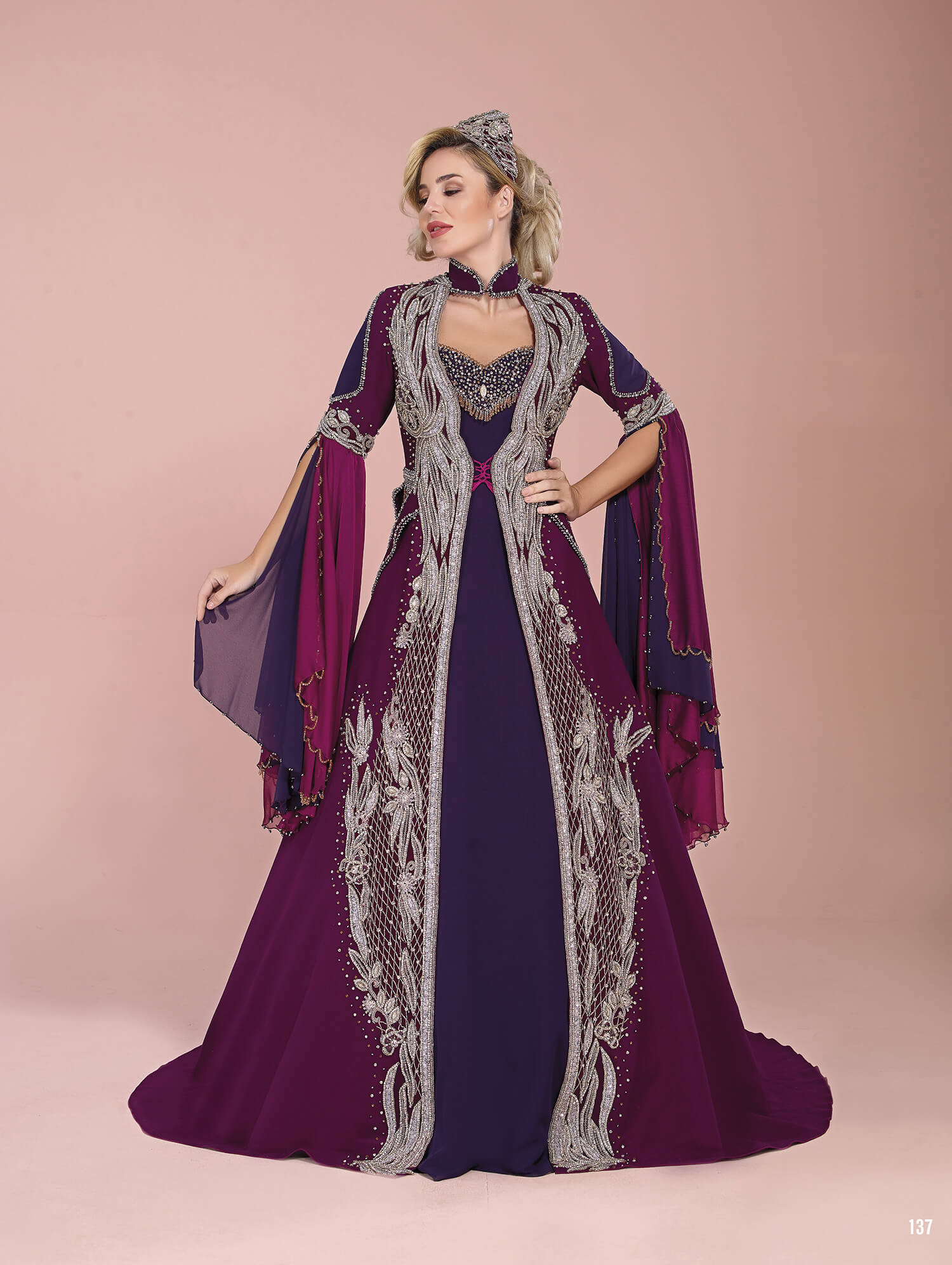 Long Puffy Purple Henna Dress