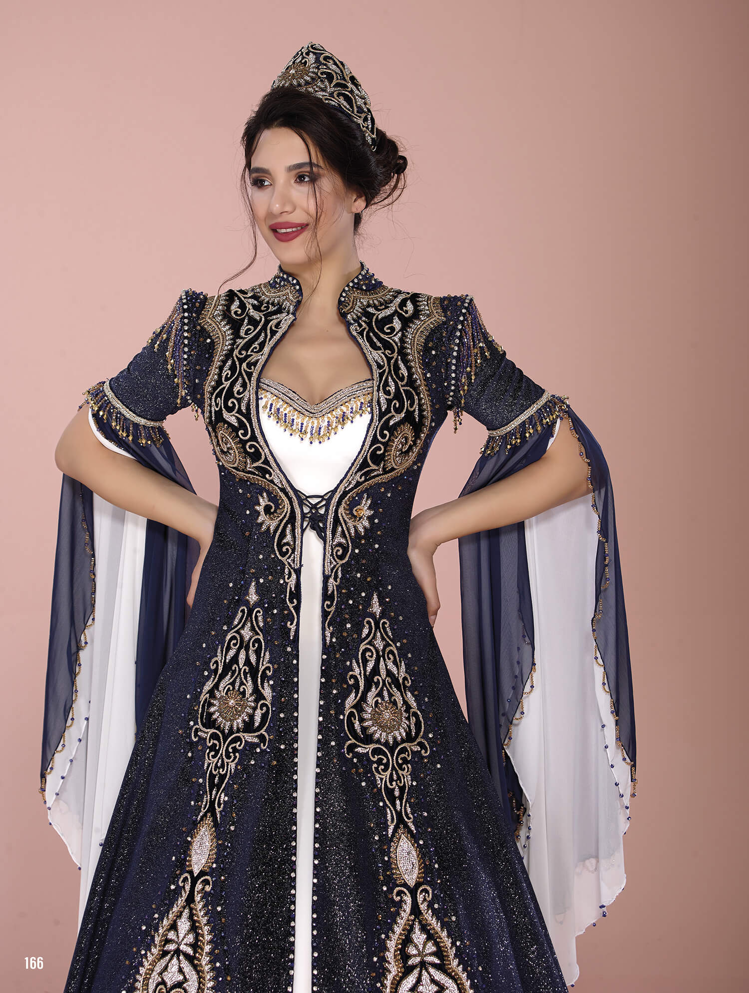 Navy Blue Stone Embroidered Henna Dress