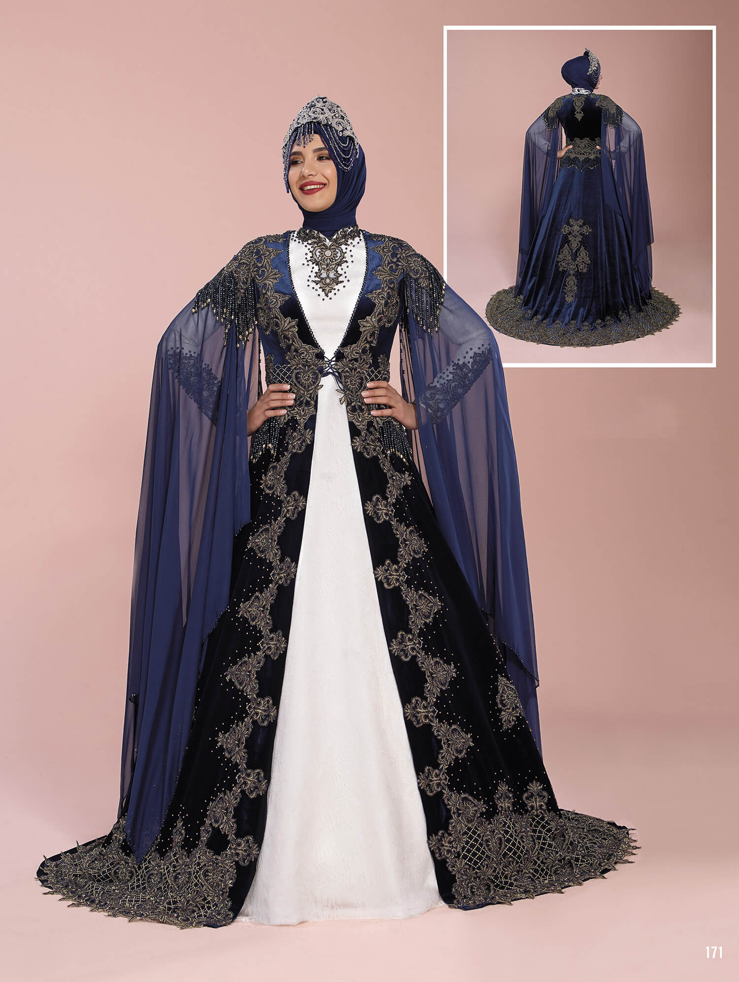 Traditional Hijab Henna Dress with Cape