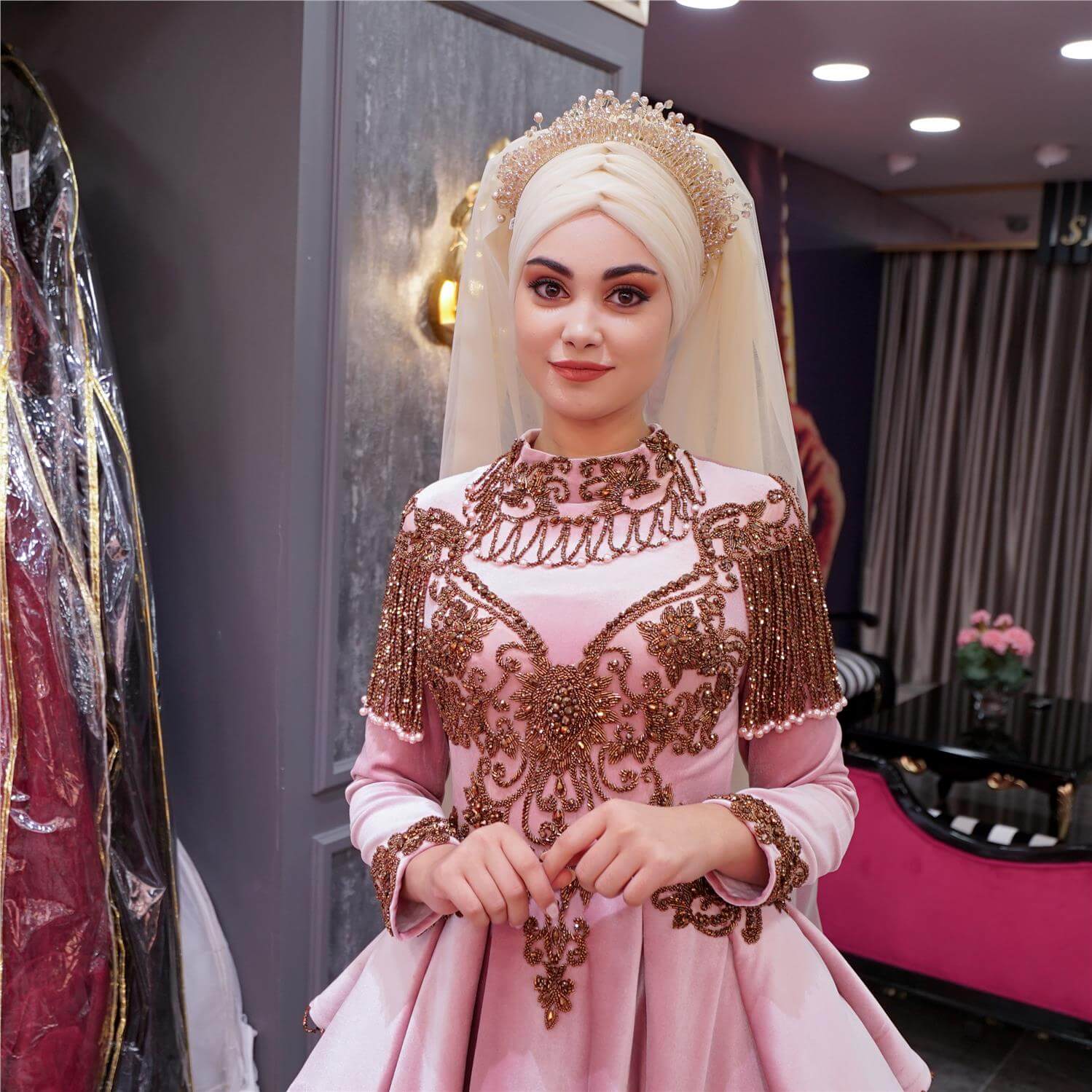 A Cut Pink Engagement Dress