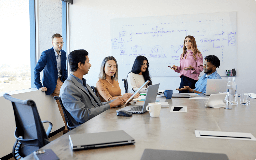 Diverse group of Telesigners in a meeting